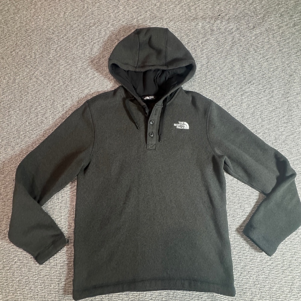 The North Face Mens Gordon Lyons Henley Hoodie Grey Sweater Fleece Size M
